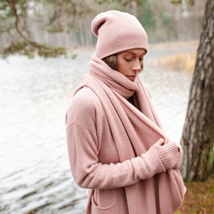 Dusty rose cashmere scarf women. 100 percent pure pink long cashmere scarf. Christmas gift. Organic shawl, winter blanket scarf image 5