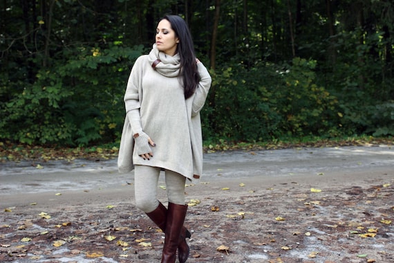 Beige tunic shop sweater