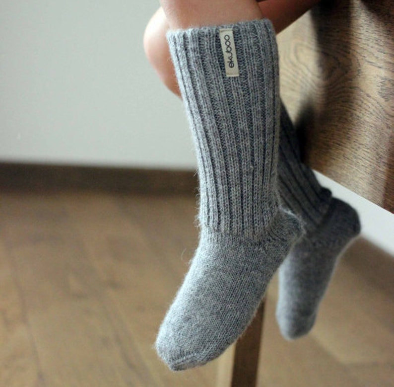 Alpaca wool long socks, gray knit leg warmers for baby, newborn, infant, toddler, children, boot socks, white girl socks, baby shower image 2