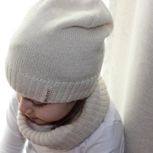 Alpaca kids hat, wool knit slouchy beanie knitted baby toddler children unisex hat image 4