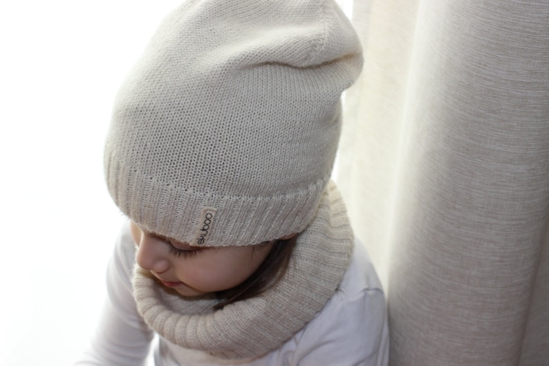 Alpaca kids hat, wool knit slouchy beanie knitted baby toddler children unisex hat image 4