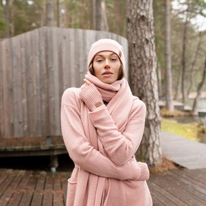Dusty rose cashmere scarf women. 100 percent pure pink long cashmere scarf. Christmas gift. Organic shawl, winter blanket scarf image 2