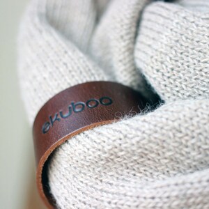Alpaca Wool Infinity Scarf With Leather Bracelet - Knit Beige Snood ...