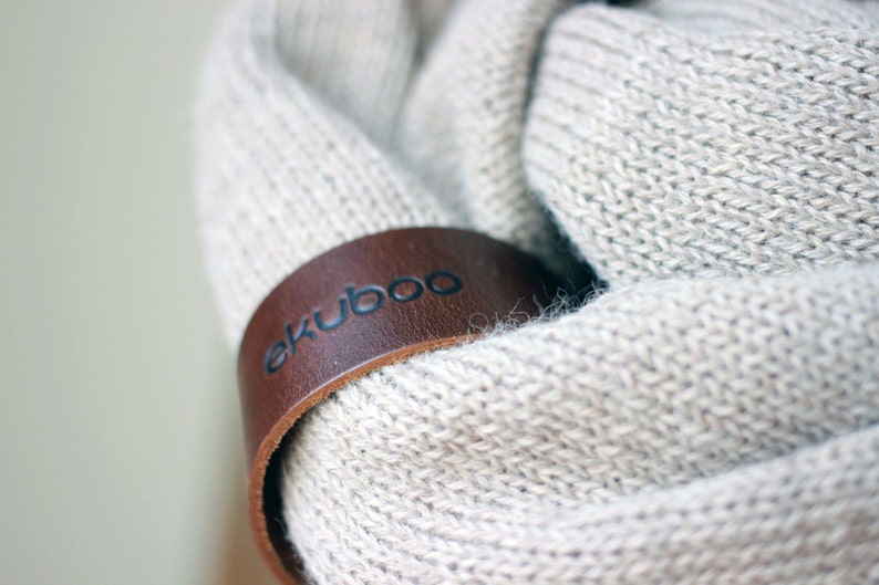 Alpaca Wool Infinity Scarf With Leather Bracelet - Knit Beige Snood ...