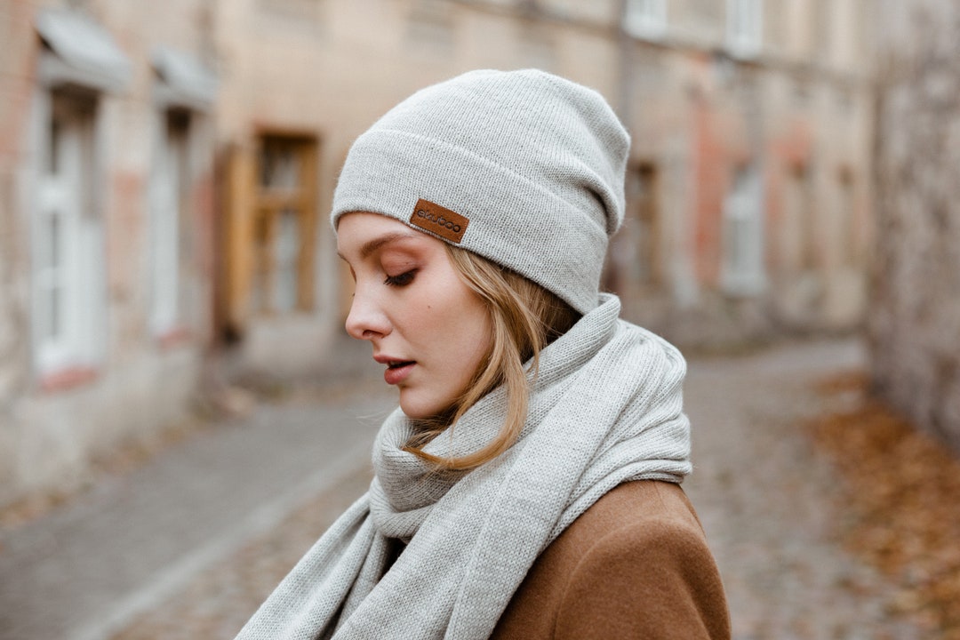 Pearl Gray Alpaca Slouchy Beanie for Women Knit Hat Kitted Adults Winter  Beanie - Etsy