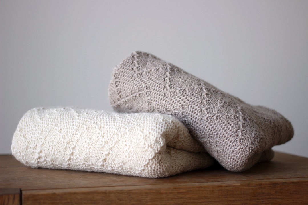 アルパカ ベビーブランケット、ニットウール ベビーラップ、ニット