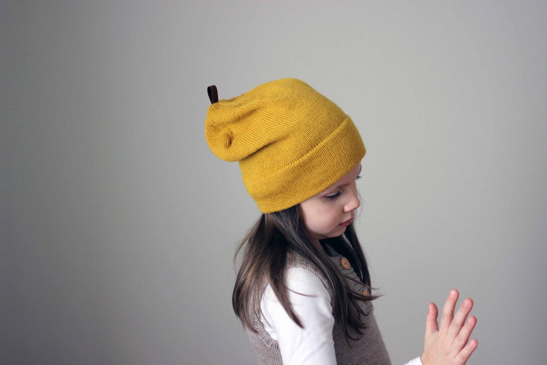 Baby Alpaca Hat Wool Kids Knit Mustard Yellow Hat Knitted