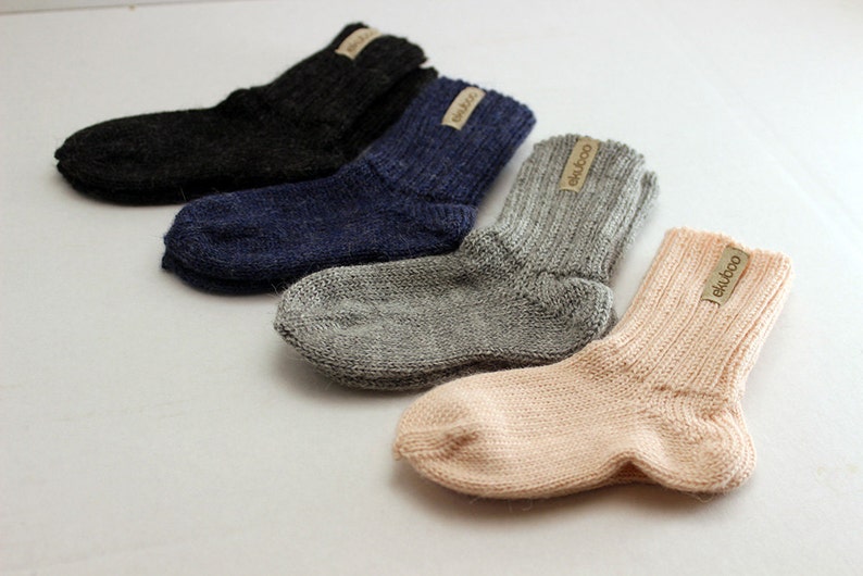 Alpaca wool long socks, gray knit leg warmers for baby, newborn, infant, toddler, children, boot socks, white girl socks, baby shower image 4