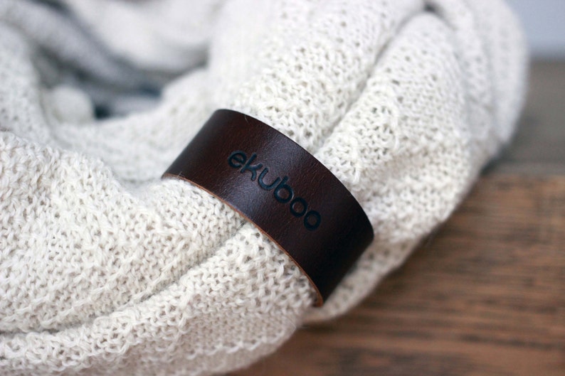 Alpaca Wool Infinity Scarf With Leather Bracelet - Knit White Textured ...