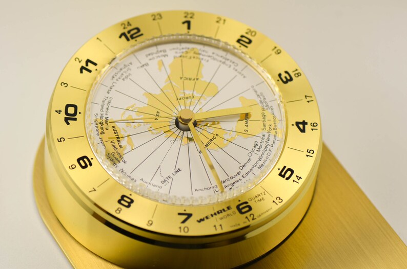 Wehrle Brass Globe Desk Alarm Clock Collectable Vintage Etsy