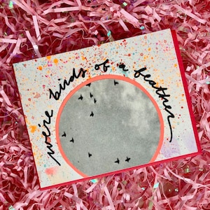 Biglietto di auguri Birds of a Feather, biglietto fatto a mano, biglietto di San Valentino per marito, biglietti di San Valentino con uccelli, collage d'arte, San Valentino vintage, biglietto d'amore