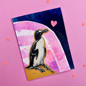 Biglietto d'auguri con pinguino innamorato, biglietto di San Valentino per marito, San Valentino per moglie, San Valentino con uccelli, San Valentino con pinguino, sei il mio pinguino