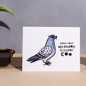 Super Coo Birthday Card, Funny Birthday Card, New York City, Birthday Card for Him, Birthday Card for Dad, Birthday Card for Kid, Pigeons