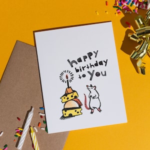 Alles Gute zum Geburtstag Grußkarte, Ratte Grußkarte, Maus Karte, niedliche Geburtstagskarte, lustige Geburtstagskarte, erste Geburtstagskarte, Ratte Liebhaber