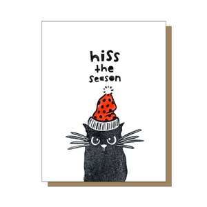 Hiss the Season Greeting Card, Funny Christmas Cards, Cat Christmas Cards, Kitty Christmas Cards, Grumpy Cat, Funny Holiday Cards, Cat Lover