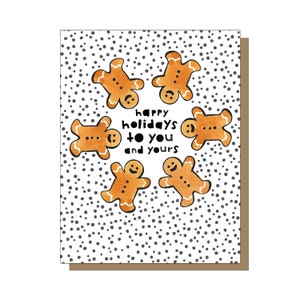 Gingerbread Cookies Biglietto d'auguri, Biglietti di Natale, Buone Feste, Uomini di Pan di zenzero, Biscotti di Natale, Carte fatte a mano, Festa di 6