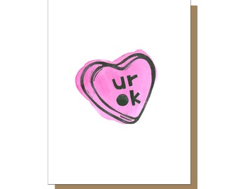 Ur Ok Greeting Card, Funny Anniversary Card, Funny Valentines Day Cards, Card for Wife, Card for Husband, Card for Him, Funny Candy Hearts