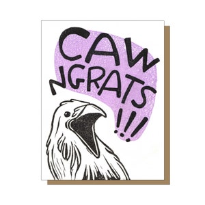 Carte de voeux Caw-ngrats, carte de félicitations, carte de remise des diplômes, carte de mariage, remise des diplômes d'études secondaires, remise des diplômes universitaires, corbeau, corbeau, oiseau