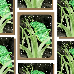 Katydid Grußkarten Pack, 8 Karten Pack, Karten für alle Gelegenheiten, leere Karten Set, Natur Briefpapier, Bulk Karten, Danke Karten Pack, Insekten Karte