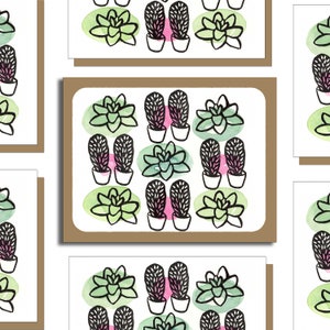 Pacote de cartões de felicitações para suculentas, conjunto de 8 cartões, cartões para todas as ocasiões, conjunto de cartões em branco, cartões de amizade, cartões de aniversário, cartões de plantas, cactos