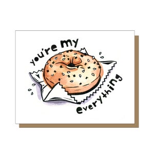 Biglietto Bagel con tutto, biglietto d'amore, biglietto di anniversario per il marito, biglietto di anniversario per la moglie, biglietto di San Valentino, biglietto d'amore divertente