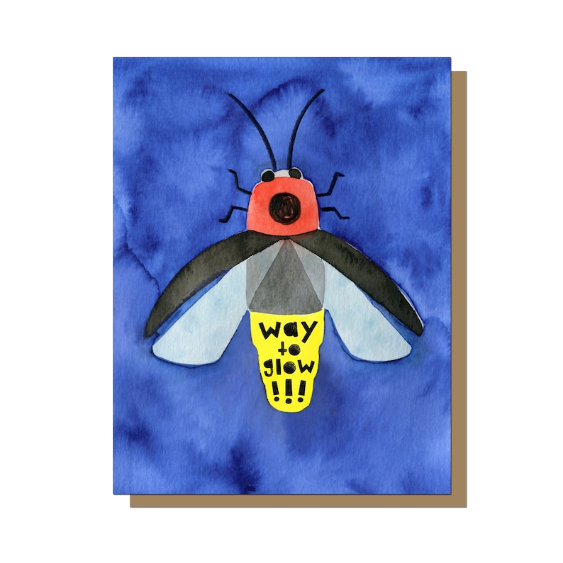 Lightning Bug Gift Way to Glow Greeting Card Way to Go Firefly Card Graduation Card Wedding Card Congratulations Card Firefly Gift