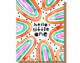 Hello Little One Greeting Card, New Baby Card, Rainbow Baby Card, Gender Neutral Card, New Baby Gift, Welcome Baby, Baby Shower Card