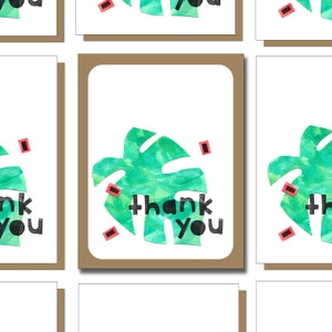Monstera Merci cartes de vœux, Merci Cartes Ensemble, Merci Carte Pack, Mariage Merci, Merci Cartes Affaires, Cartes de remerciement