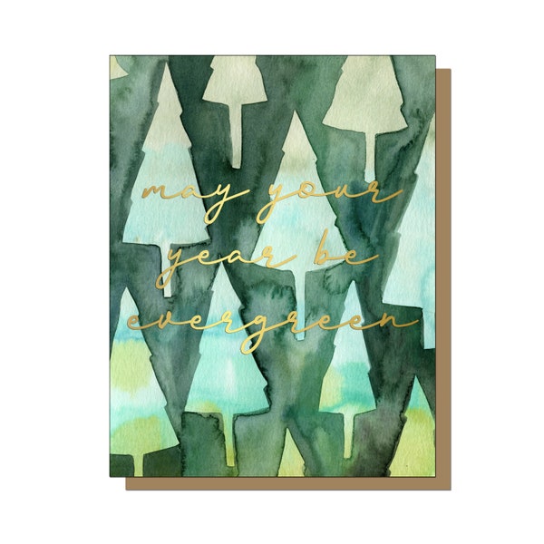 May Your Year Be Evergreen Greeting Card, Holiday Cards, Christmas Cards, Holiday Cards 2021, Non Traditional Holiday Cards, Evergreen Trees