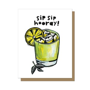 Sip Sip Hooray wenskaart, felicitaties kaart, afstudeerkaart, Mojito, 21e verjaardagskaart, trouwkaart, verlovingskaart, mint julep