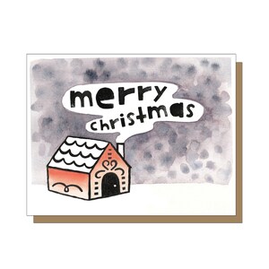 Buon Natale Biglietto di Auguri, Gingerbread House, Gingerbread Decor, Biglietti di Natale, Cartoline Vacanze, Natale Woodsy, Neve, Carte Stagionali