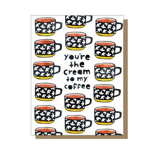 Biglietto d'auguri Cream To My Coffee, Biglietto d'amore, Biglietto di anniversario per il marito, Biglietto di San Valentino, Biglietto di anniversario per moglie, Biglietto per amante del caffè