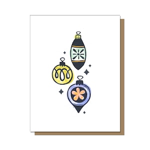 Biglietto di auguri con ornamenti natalizi vintage, biglietto di Natale carino, biglietto di Natale vuoto, biglietto di auguri vuoto, biglietto di Natale non religioso