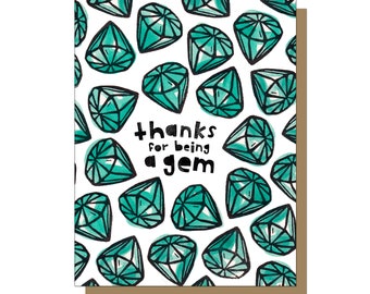 Thanks For Being A Gem Greeting Card, Thank You Cards, Thank You Cards Wedding, Thank You Cards Baby Shower, Thank You Gift, Thank You Card