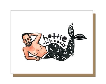 Merman Greeting Card, Anniversary Card for Husband, Funny Anniversary Card, Funny Valentines Day Card, Funny Card for Boyfriend, Mermaid