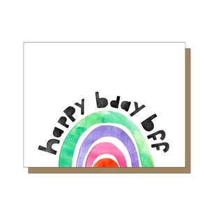 Feliz cumpleaños BFF tarjeta de felicitación, mejor tarjeta de amistad, tarjeta de cumpleaños para ella, tarjeta arco iris, regalos de mejor amigo, tarjeta de cumpleaños para amigo