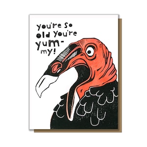 Vulture Birthday Greeting Card, Funny Birthday Cards, You&#39;re Old Card, Over the Hill Card, Birthday Cards for Dad, Birthday Card for Friend