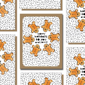 Gingerbread Men Cards, 8 Pack, Set di cartoline di Natale, Pacchetto di cartoline di Natale, Cartoline di Natale in scatola, Biglietti di natale 2021, Biglietti di auguri in scatola