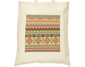 Southwestern Pattern Tote, Cotton Canvas, Tote Bag, Double-sided design