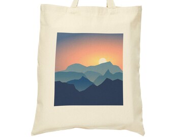 Blue Ridge Mountain Tote, Sunset, Cotton Canvas, Tote Bag, Double-sided design