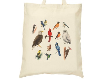 Birds Tote, Birding, Cotton Canvas, Tote Bag, Double-sided design