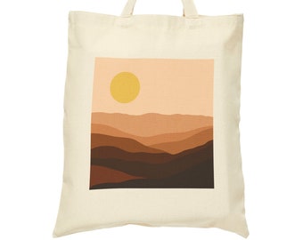 Desert Mountain Tote, Sun, Cotton Canvas, Tote Bag, Double-sided design