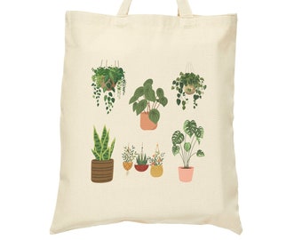 Plants Tote, House Plants, Cotton Canvas, Tote Bag, Double-sided design