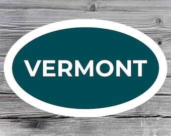 Vermont sticker, VT, Mountains, oval logo