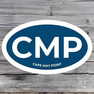 Cape May Point sticker, CMP, Ocean, Surf, oval logo