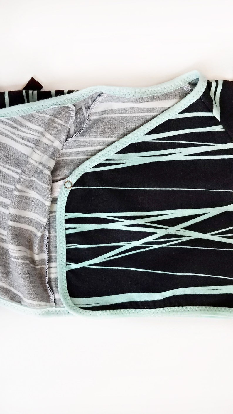 Layette Baby Boy Kimono Top Take Home Outfit Mint Stripe Coming Home Outfit Shower Gift Going Home Outfit
