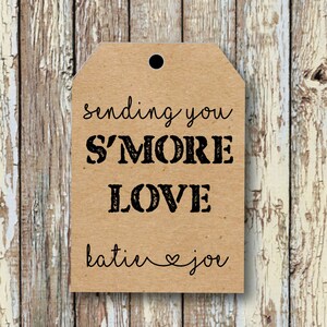 Fai da te s' more Love Tags, s'altro amore, matrimonio favore tag, wedding favor idee, matrimonio rustico, tag favore stampabile, pdf stampabile, bbq favori