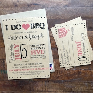 Printable "i DO Bbq" Wedding Invitation and Rsvp, Bridal Shower Invite, Baby Shower Invite, I Do ...