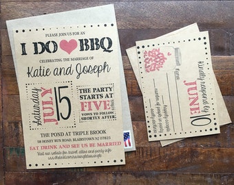 Printable "I DO BBQ" wedding invitation and rsvp, bridal shower invite, baby shower invite, I do bbq invitation, I do barbecue invitation