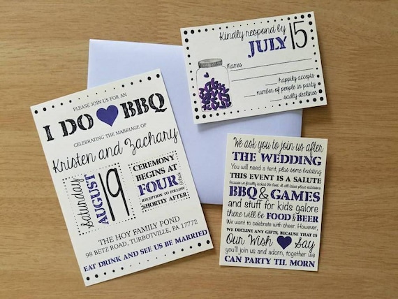 Printable "I DO BBQ" wedding invitation set, rsvp card, information card, backyard barbecue, i do bbq invitation, barbecue invitation